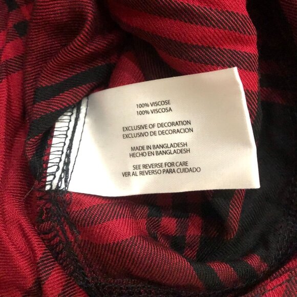 Eddie Bauer Womens Medium Red & Black Plaid Long Sleeve Button Up Shirt New w Ta - Picture 4 of 6